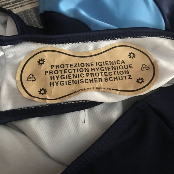 One Piece Swimsuit Blue & Navy Color Block Size L NWOT Retro Bathing Suit - Picture 5 of 8